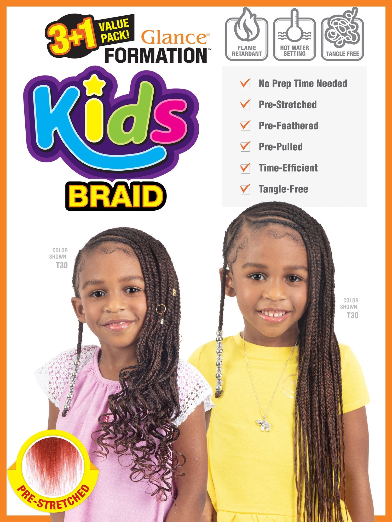 4X QUAD KID'S BRAID Pre Stretched Braiding Hair 16 for Easy Braiding –  BNGHAIR
